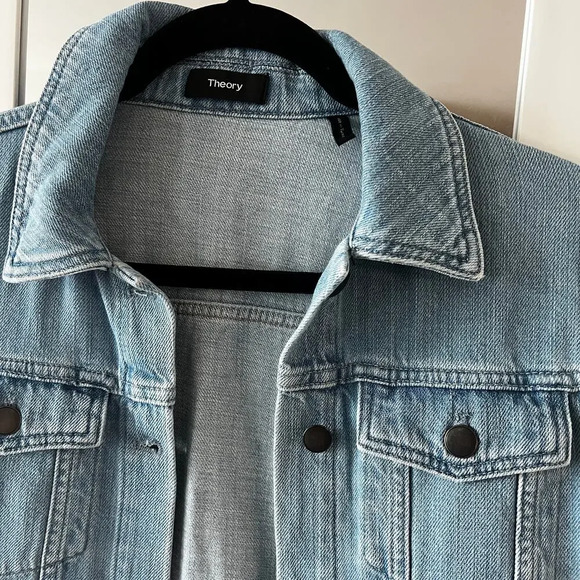 1075 Theory Denim Jacket Size P/XS Color Blue - Picture 3 of 6